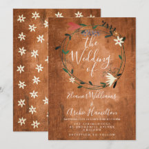 Rustik landlig blomsterkrans bröllopsinbjudan