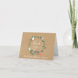 Rustik landlig blomsterkrans Tack så mycket Kort