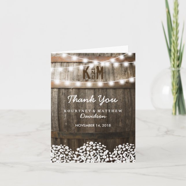 Rustik landsbygd baby's breath tack kort (Framsida)