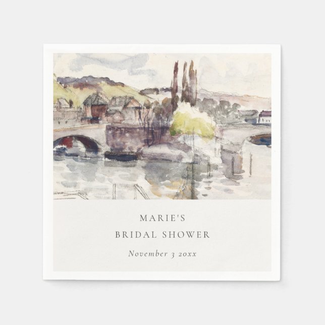 Rustik landsbygd bro Riverside Bröllopsfest Pappersservett (Framsidan)