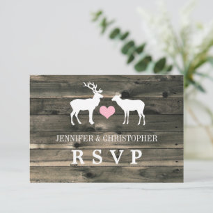 Rustik landsbygd Buck och Doe RSVP-inbjudan OSA Kort