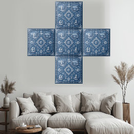 Rustik landsbygd fransk Toile Heritage pastoral bl Kakelplatta