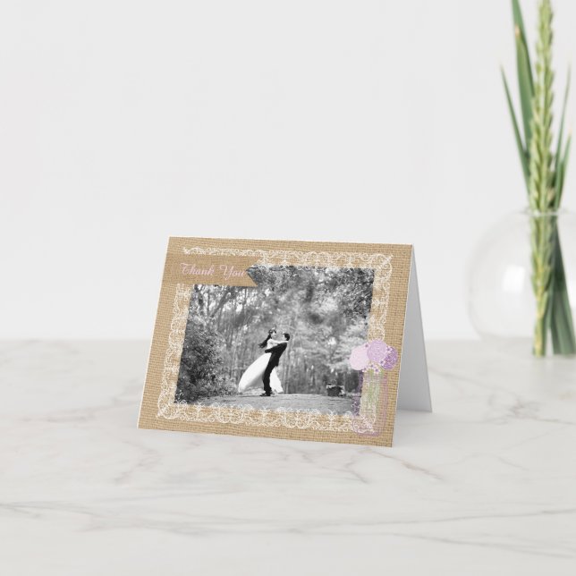 Rustik landsbygd Jute Bröllop Tack (Framsida)