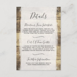 Rustik landsbygdbröllop med trädtema Detaljer / vä Tilläggskort