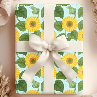 Rustik landsbygdsgul solrosblomma presentpapper