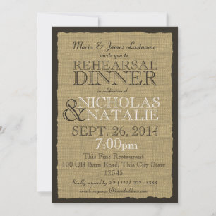 Rustik Landstil Jute 5x7 Rehearsal Dinner Inbjudningar