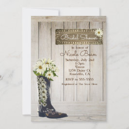 Rustik landstilsstövle med tusenskönor bröllopsdus inbjudningar