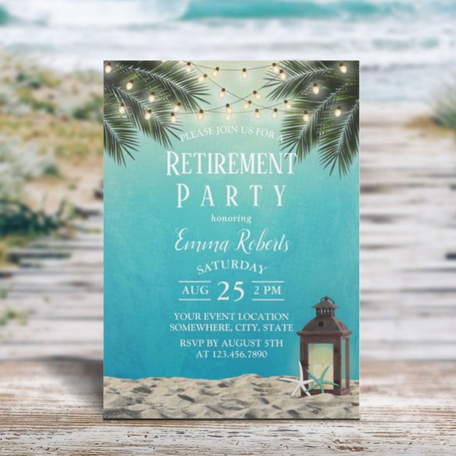 Rustik Lantern Beach Handflatan Träd Pension Party Inbjudningar (Skapare uppladdad)