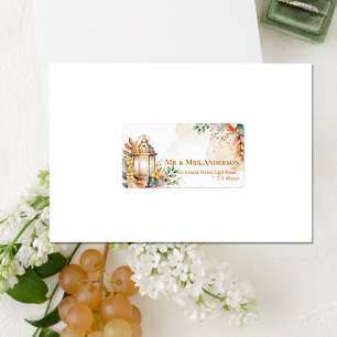 Rustik Lantern Gult Blommigt Fall Wedding Adress Adressetikett