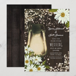 Rustik Lantern med Tusenskönor och Baby's Breath B Inbjudningar
