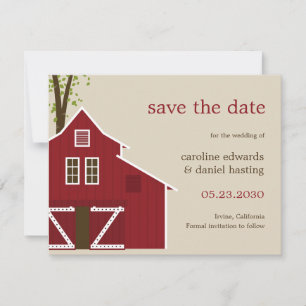 Rustik Lanthugg Save The Date-kort Spara Datumet