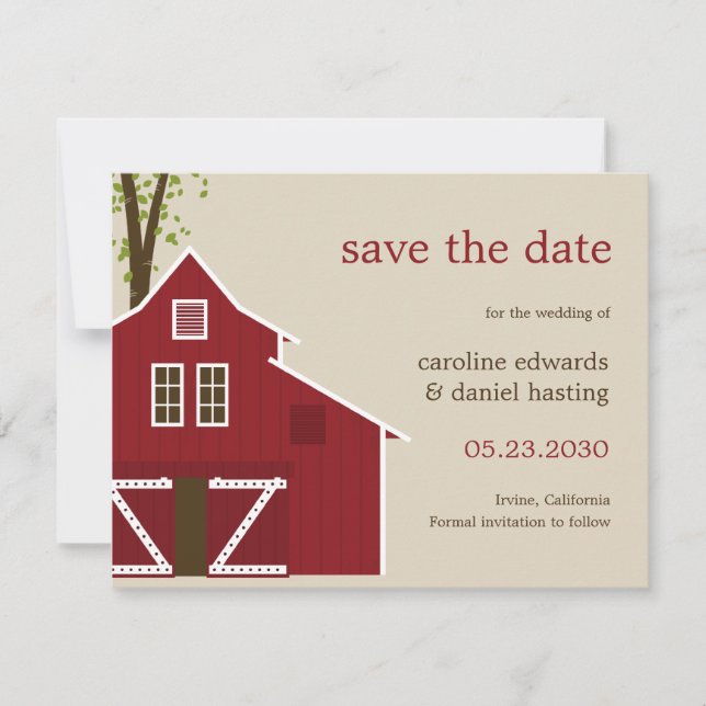Rustik Lanthugg Save The Date-kort Spara Datumet (Framsida)