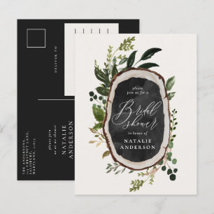 Rustik lantlig botanisk script bröllopsdusch meddelande vykort