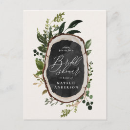 Rustik lantlig botanisk script bröllopsdusch meddelande vykort