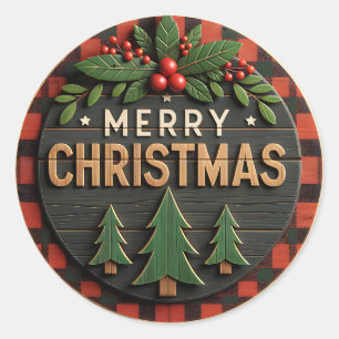 Rustik lantlig Cottagecore God Jul Runt Klistermärke