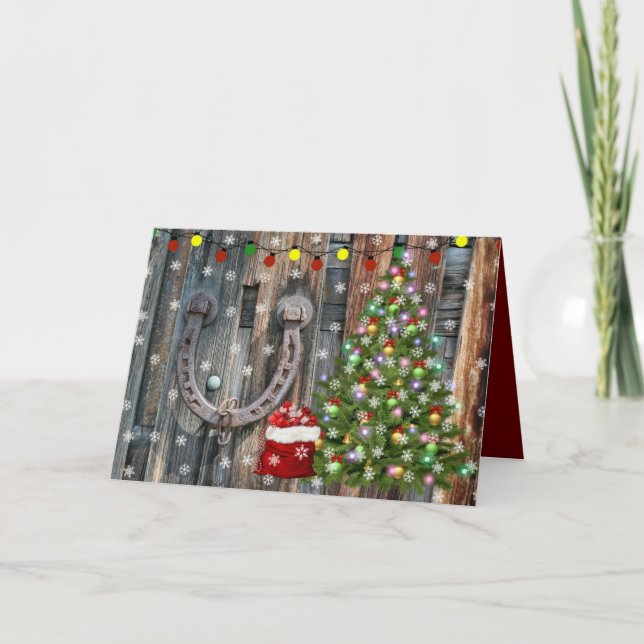 Rustik lantlig julstämning helgkort (Framsida)