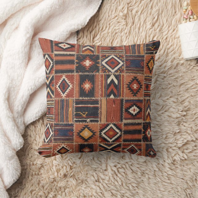 Rustik lapptäcke Kilim geometrisk gobeläng Kudde (Filt)