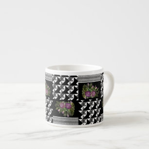 Rustik, lapptäcke, rosor espressomugg