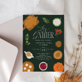 Rustik Låt oss Insamlingskärmens Grönt för Thanksg Inbjudningar