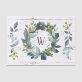 Rustik Laurel Utandning Faux Wood Monogram Inledan