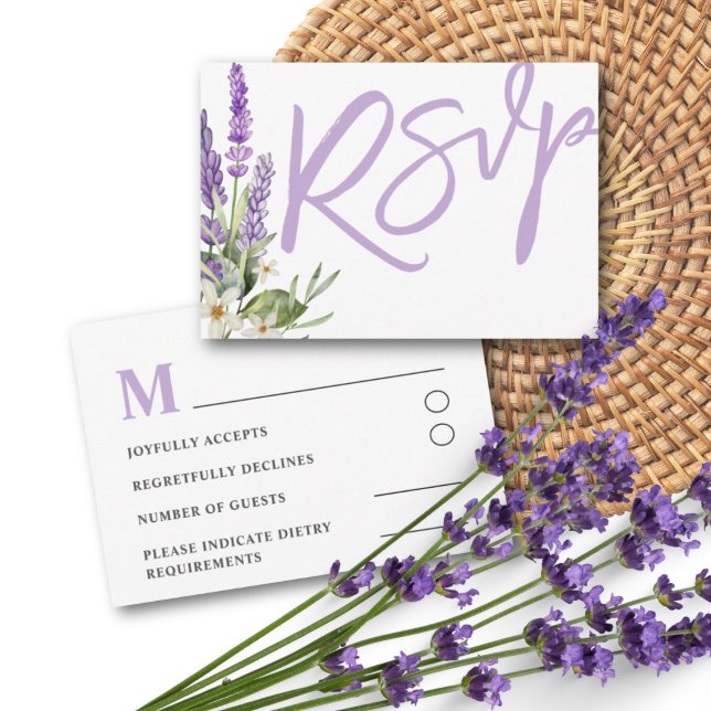 Rustik Lavendel & Foliage Vattenfärg Bröllop RSVP OSA Kort (Skapare uppladdad)