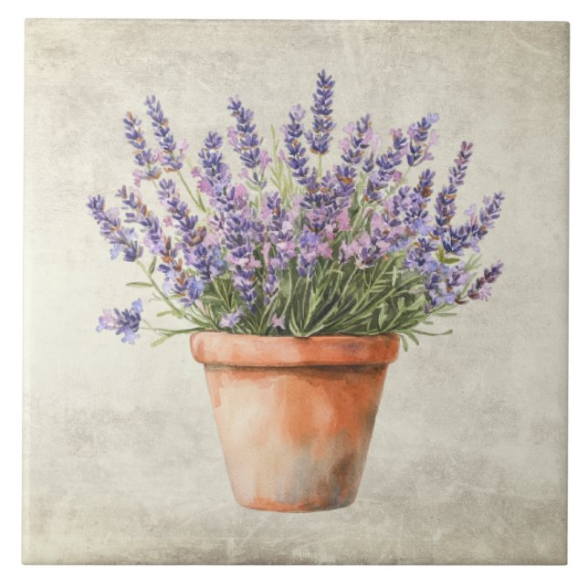 Rustik Lavendel Watercolor  Kakelplatta (Framsidan)