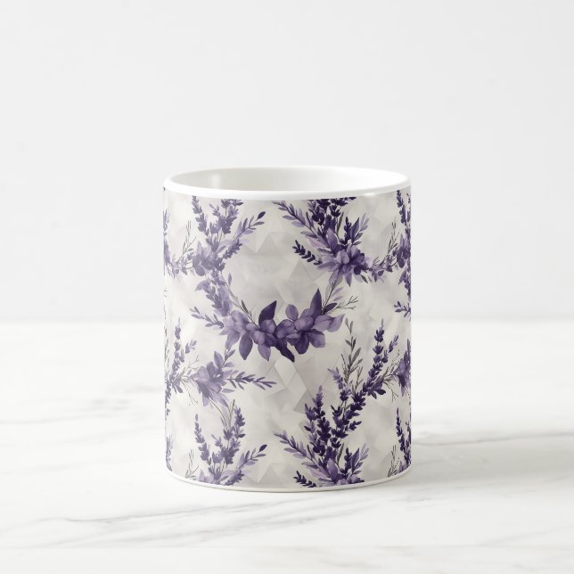 Rustik lavender-vattenfärg stil mönster kaffemugg (Center)