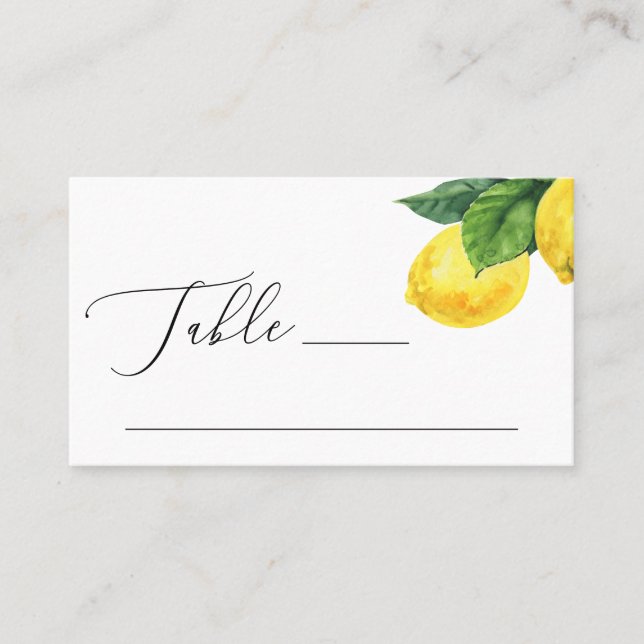 Rustik Lemon Bröllop | Citrus Botanisk Trädgård Placeringskort (Framsida)