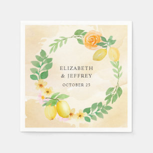 Rustik Lemon Citrus Boho Sommarbröllop Pappersservett