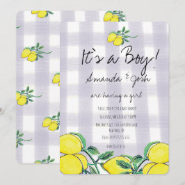 Rustik Lemon Vattenfärg Citrus Landet Baby Shower Inbjudningar