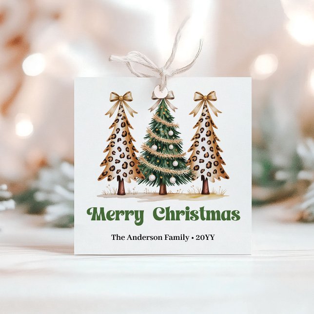 Rustik Leopards Jul Personlig Julpresent Gåvor Etiketter (Rustic Leopard Christmas Personalized Holiday Gift Tags)
