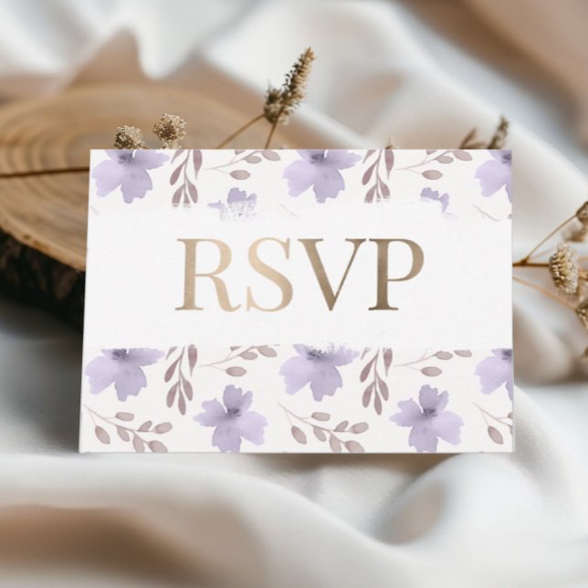 Rustik lila akvarellblomma bröllop RSVP OSA Kort (Skapare uppladdad)