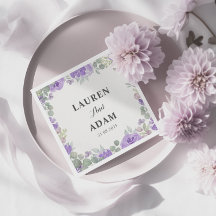 Rustik Lila Blommigt Watercolor Bröllop