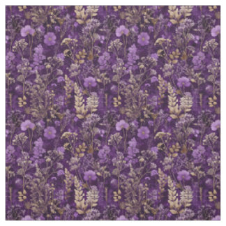 Rustik lila botanisk djärv vintage blommig tyg
