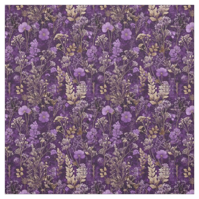 Rustik lila botanisk djärv vintage blommig tyg (Provkarta)