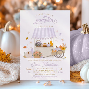 Rustik lila flicka pumpa baby shower inbjudningar