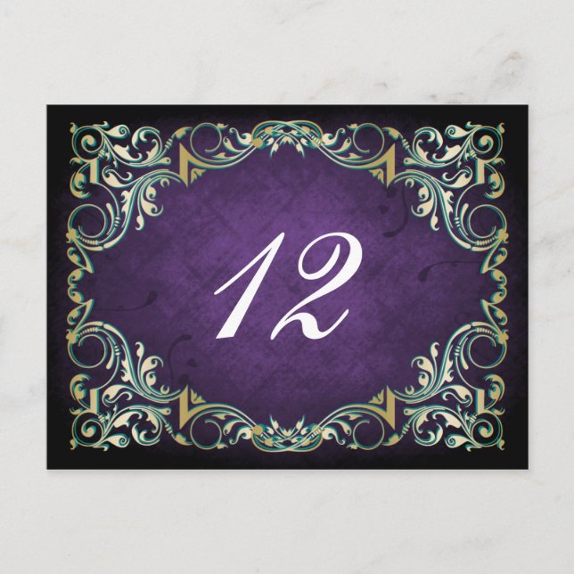 Rustik Lila för prydnadsdjur och Guld Bröllop Vykort (Framsida)