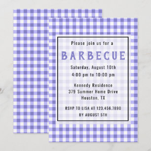 Rustik Lila Gingham Farmhouse BBQ Party Inbjudningar