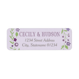 Rustik Lila Grönt Blommigt Bröllop Returadress Returadress Etikett