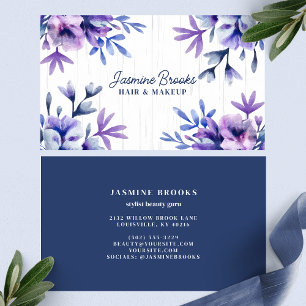 Rustik lila och blå blommig design visitkort