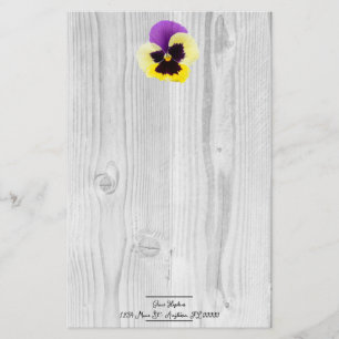 Rustik Lila och Gult Pansy Stationery Brevpapper