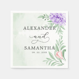Rustik Lila Ro Blommigt Eucalyptus Boho Bröllop Pappersservett