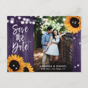 Rustik lila solros Spara datum vykort