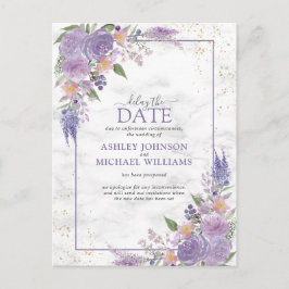 Rustik lila syren guld blommig Fördröj Datum Meddelande Vykort