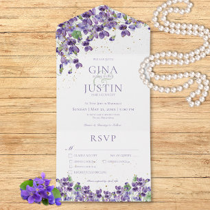 Rustik Lila Violets Guld Gnistra Middag Bröllop