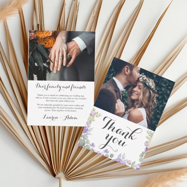 Rustik Lila Watercolor Blommigt Bröllop Tack (Skapare uppladdad)