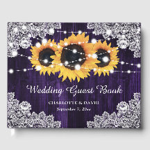 Rustik Lila Wood Snöre Solros Bröllop