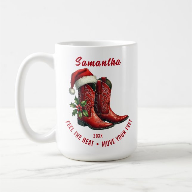 Rustik Line Dance Cowboy Stövlar Specialmugg Kaffemugg (Vänster)