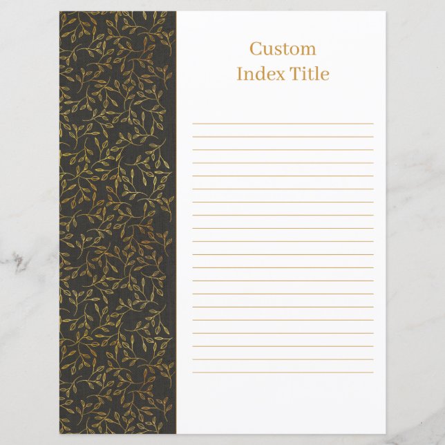 Rustik Linen Divider Black Recipe Binder Infoga (Framsida)