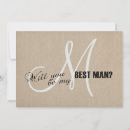 Rustik Linne Leinwand Bröllop Var Min Best Man Inb Inbjudningar